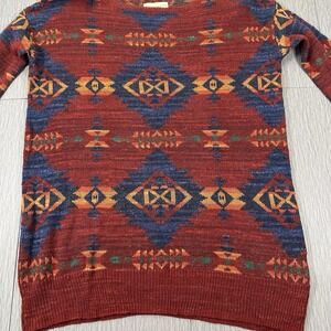 Ralph Lauren Denim & Supply Southwest AZTEC Designed Cropped Sweater Knit Sz XS